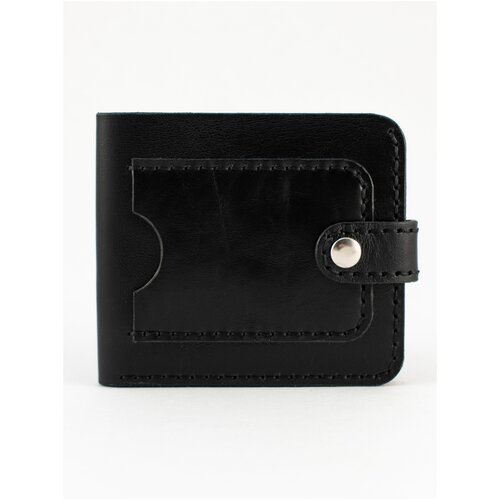 Кошелек Custopelle портмоне с внешней монетницей ручной работы из натуральной кожи, черный. Подарочная упаковка