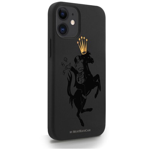 Черный силиконовый чехол MustHaveCase для iPhone 12 Mini Monopoly на коне для Айфон 12 Мини Противоударный