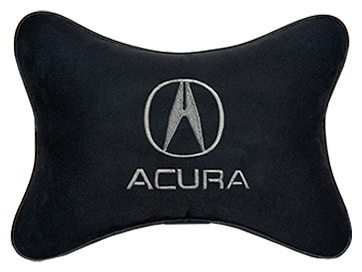Автомобильная подушка на подголовник алькантара Black с логотипом автомобиля ACURA