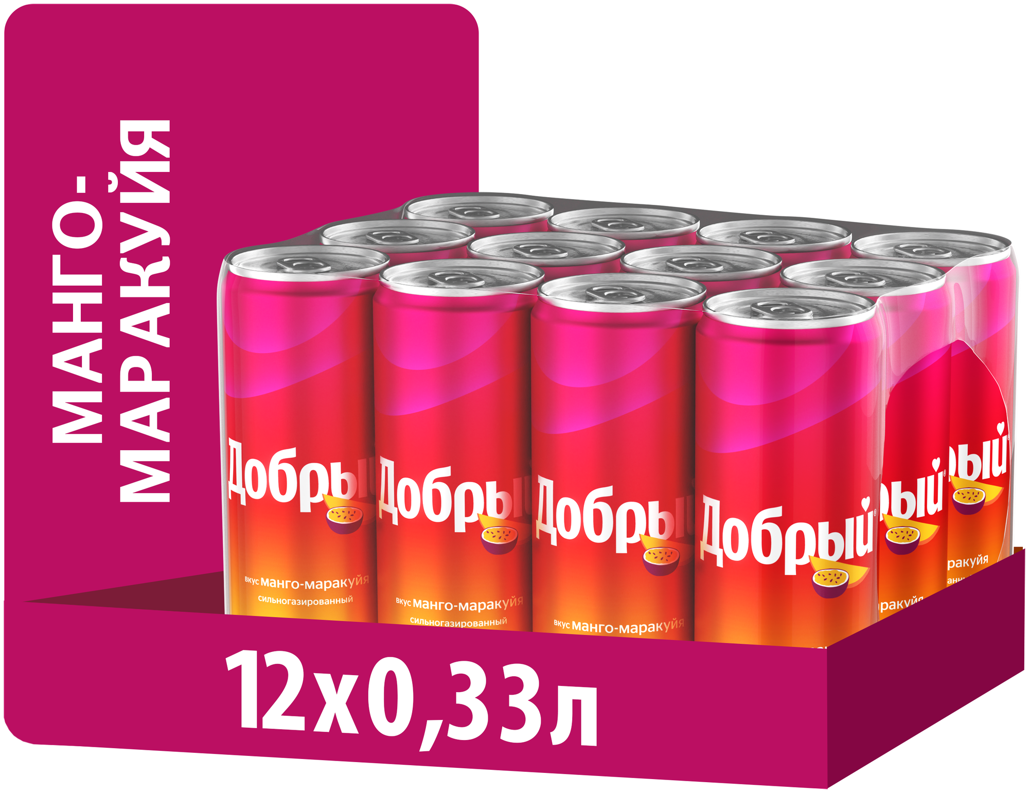Газированный напиток Добрый Манго-Маракуйя, 0.33 л, металлическая банка, 12 шт. - фотография № 1