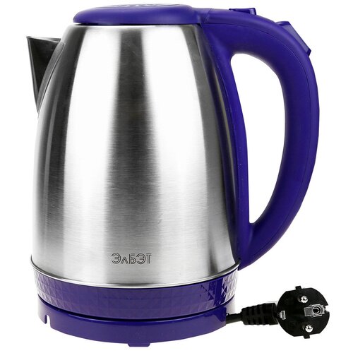 Чайник электрический 18л 1500Вт напряжение 220-240В дисковый ТЭН индикатор включения чайника голубая светодиодная подсветка нержавеющая стальпластик фиолетовый Россия 300200₽