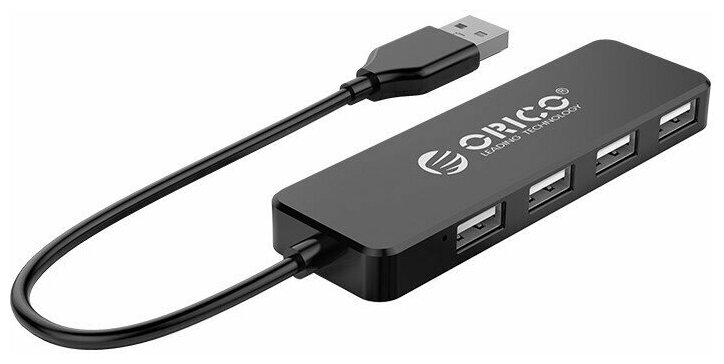 USB-хаб ORICO FL01-BK, USB 2.0 на 4xUSB 2.0, Черный ORICO-FL01-BK