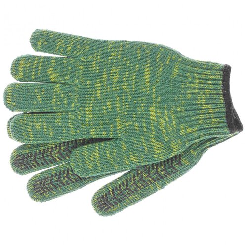 перчатки хб 7 класс гелевое пвх усиленные зеленые Перчатки трикотажные усиленные Сибртех гелевое ПВХ-покрытие, 7 класс, зеленые 68184