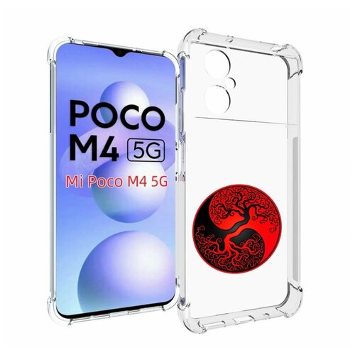 Чехол MyPads инь янь дерево для Xiaomi Poco M4 5G задняя-панель-накладка-бампер