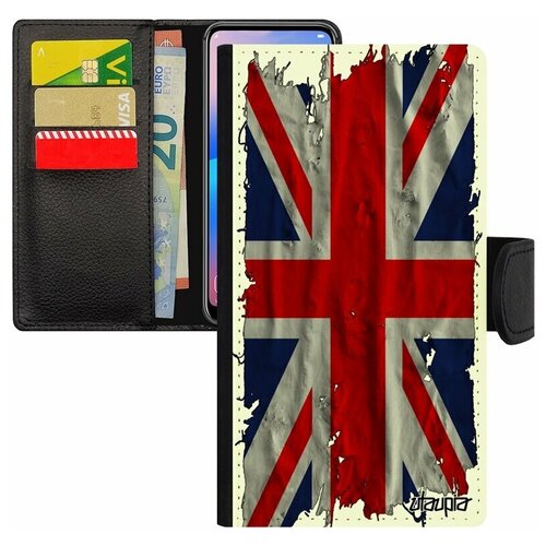 фото Чехол- книжка для мобильного apple iphone 7, "флаг английский на ткани" патриот utaupia