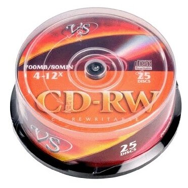 Диск VS CD-RW 80 4-12x CB/25 (цена за 25шт) VSCDRWCB2501