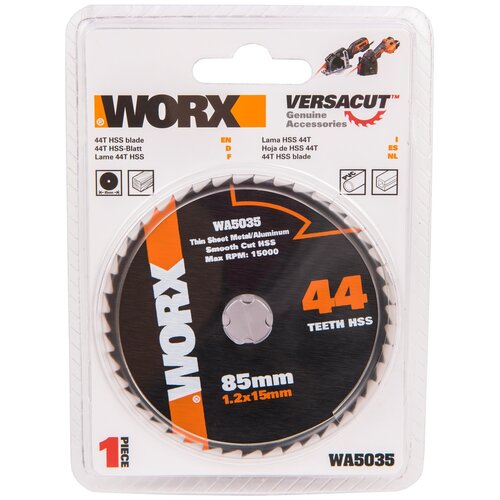 Пильный диск по металлу WORX WA5035, 44T HSS 85х1.2х15 мм