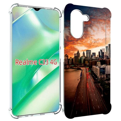 Чехол MyPads американский город фото для Realme C33 4G задняя-панель-накладка-бампер