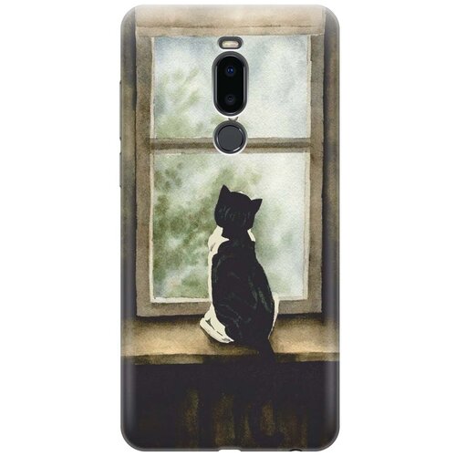 фото Re:paчехол - накладка artcolor для meizu note 8 с принтом "кот у окна"