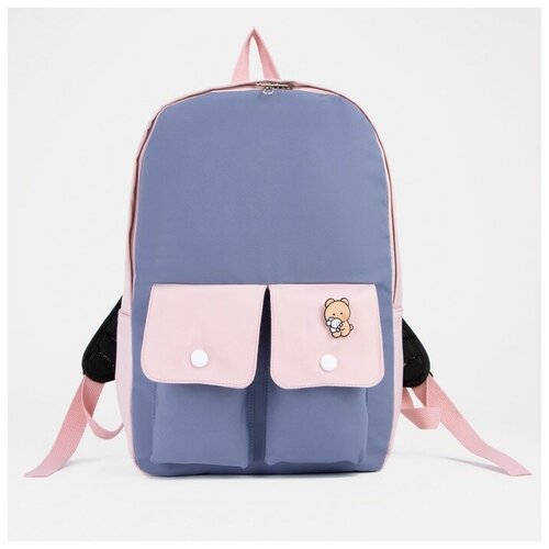 Рюкзак, отдел на молнии, 2 наружных кармана, цвет голубой/розовый