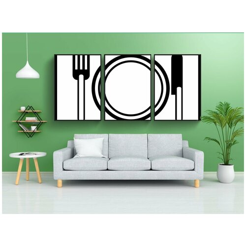 фото Набор модулных постеров для интерьера "еда, тарелки, вилка" 60x90 см. в тубусе, без рамки lotsprints