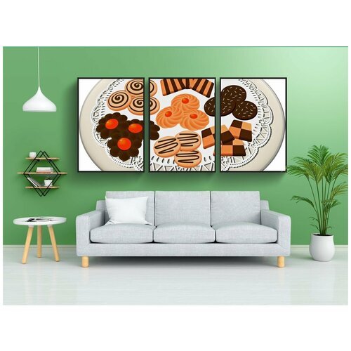 фото Набор модулных постеров для интерьера "торт, выпечка, миндальное печенье" 60x90 см. в тубусе, без рамки lotsprints