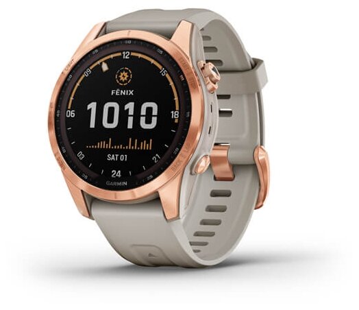 Умные часы Garmin Fenix 7S Solar Wi-Fi, розовое золото/песочный