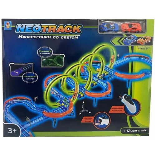 Купить Neotrack автотрек, 1Toy (трек, гараж игрушечные, 112 деталей, светящийся, Т21047), 1 TOY, Детские треки и авторалли