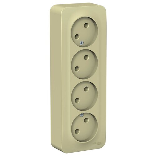 фото Systeme electric blanca наруж беж розетка 4-ая б/з без шторок, изолир. пластина 16а, 250в