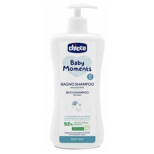 Chicco Baby moments Пена-шампунь Delicate Skin для тела и волос без слез (с дозатором), 500 мл chicco лосьон для тела baby moments delicate skin 500 мл