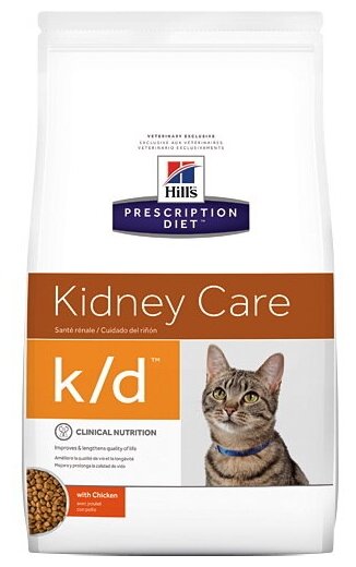 Корм для кошек сухой Hills / Хиллс Prescription Diet k/d Kidney Care для взрослых животных при заболевании почек, гранулы с курицей 1.5кг / кошачья - фотография № 4