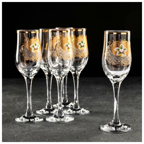 фото Набор бокалов для шампанского 200 мл "магнолия", с отводкой, 6 шт 5300093 ас-декор