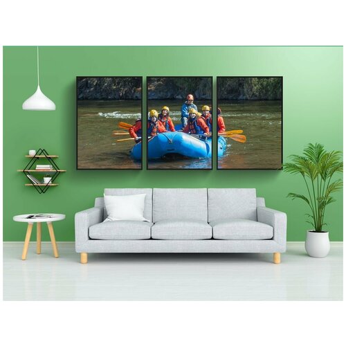 фото Модульный постер "рафтинг, плот, лодка" 180x90 см. из 3х частей в тубусе, без рамки lotsprints
