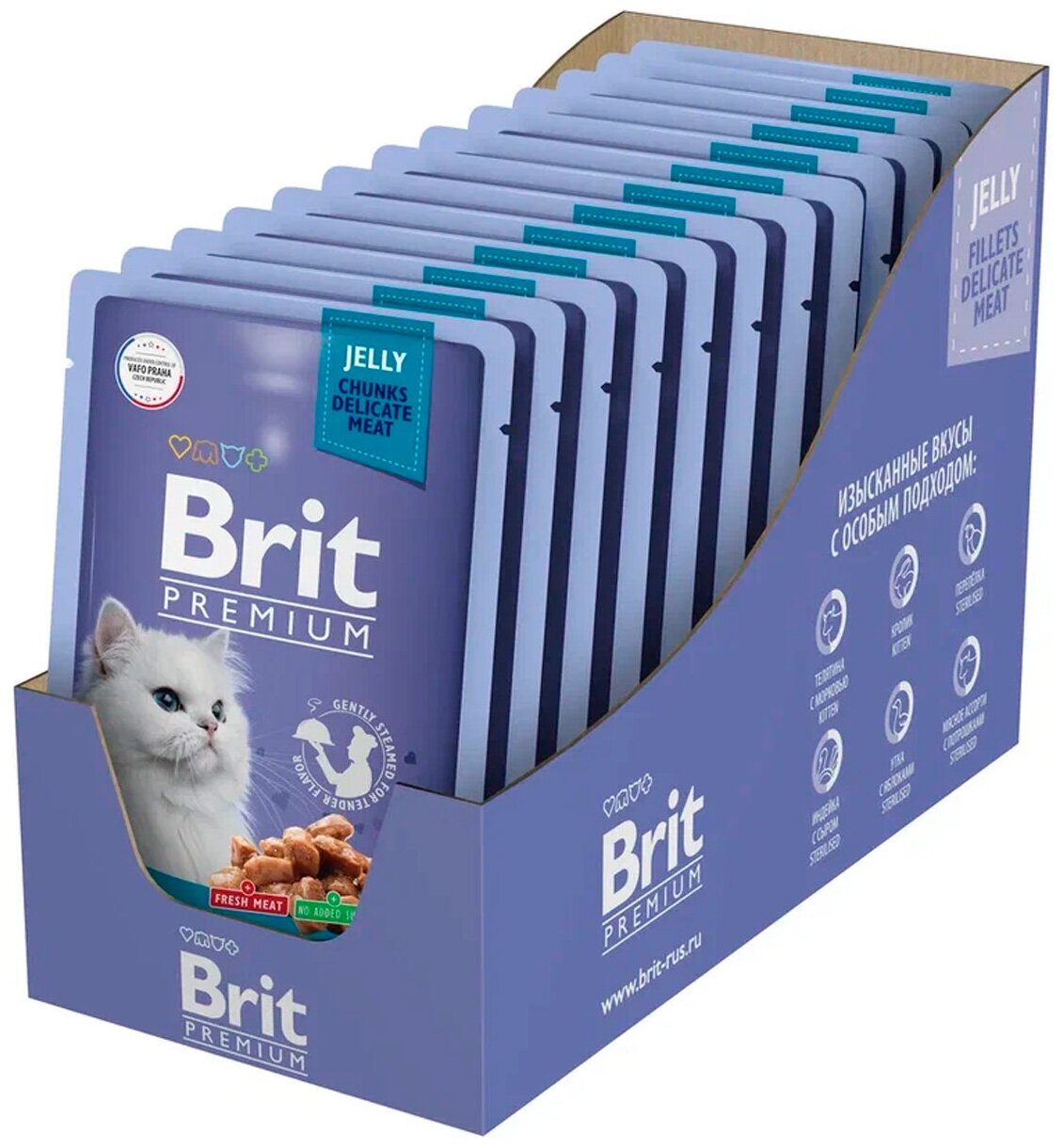 Пауч Brit Premium для взрослых стерилизованных кошек перепелка в желе 85г х 14 шт - фотография № 1