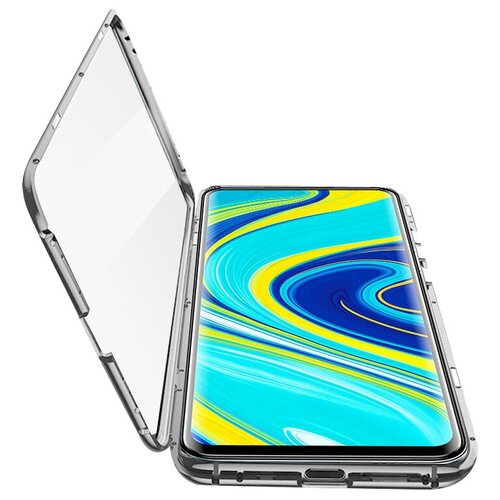 фото Чехол-бампер mypads для xiaomi mi 11 магнитный из закаленного стекла и металла с двухсторонней прозрачной крышкой металлический защитный противоударный серебристый