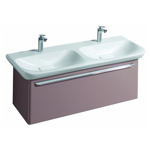 фото Geberit myday 824131000 шкафчик под двойную раковину 1160х410х405 мм, 1 ящик с подсветкой, какао с молоком