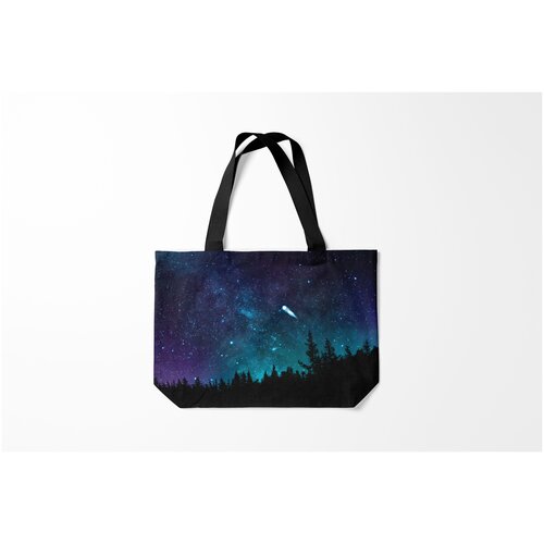 фото Сумка-шоппер / 46х35 см / популярные иллюстрации / астрономия космос лес ночью burnettie