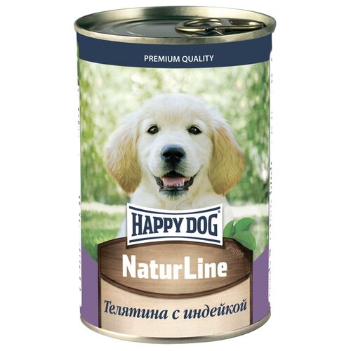 Консервы для щенков Happy Dog NatureLine (Телятина с индейкой), 410 гр. 20 штук
