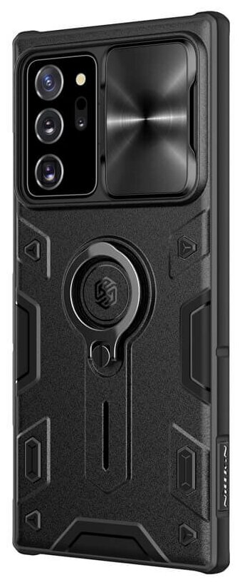 Противоударный чехол с кольцом и защитой камеры Nillkin CamShield Armor Case для Samsung Galaxy Note 20 Ultra черный
