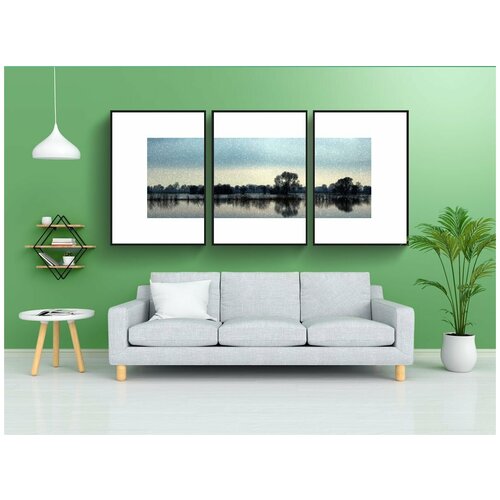 фото Набор модулных постеров для интерьера "зима, панорама, снег" 60x90 см. в тубусе, без рамки lotsprints