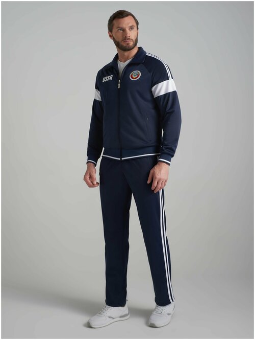 Костюм Addic, олимпийка и брюки, силуэт прямой, карманы, подкладка, размер 46, синий