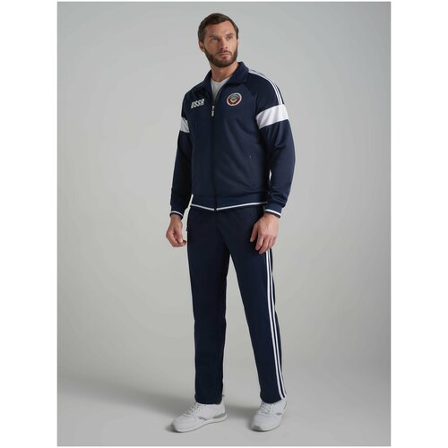 фото Костюм addic, олимпийка и брюки, силуэт прямой, карманы, подкладка, размер 46, синий