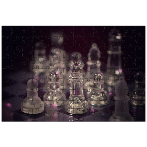 фото Магнитный пазл 27x18см."шахматы, стекло, шахматные фигуры" на холодильник lotsprints