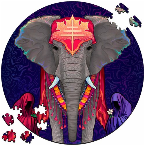 Деревянный пазл - картина на стену Священный слон The Sacred Elephant 169 деталей 30х30см