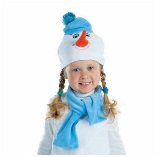 фото Карнавальный набор «снеговик в шарфе», велюр, обхват головы 48-50 см страна карнавалия