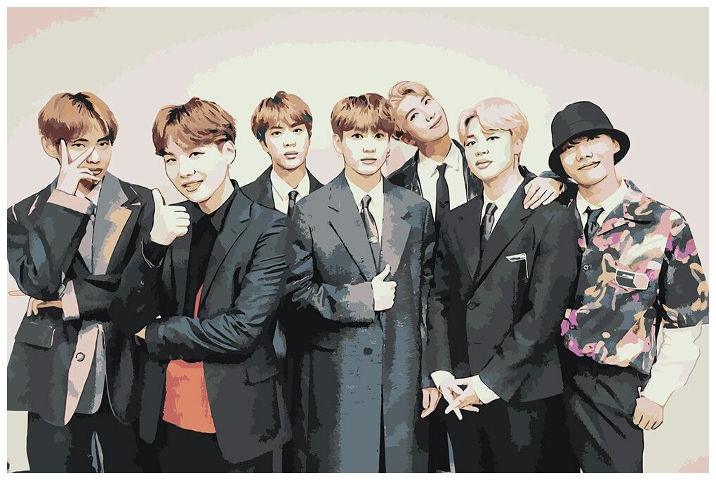 Картина по номерам "Корейская K-POP группа BTS 1", 60x40 см