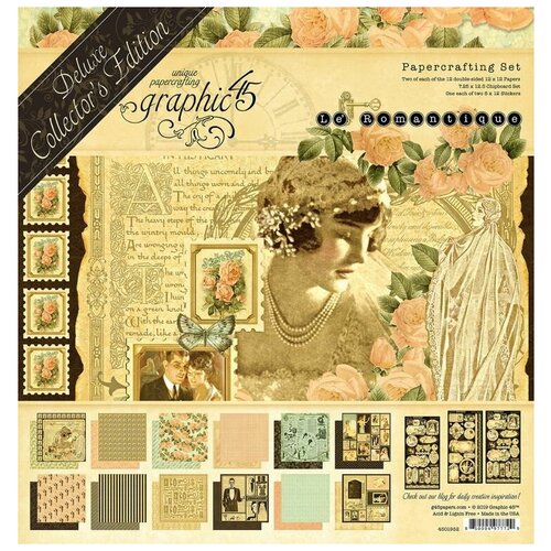 Набор бумаги, чипборд и наклейки Graphic 45 - Le Romantique 30,5х30,5см