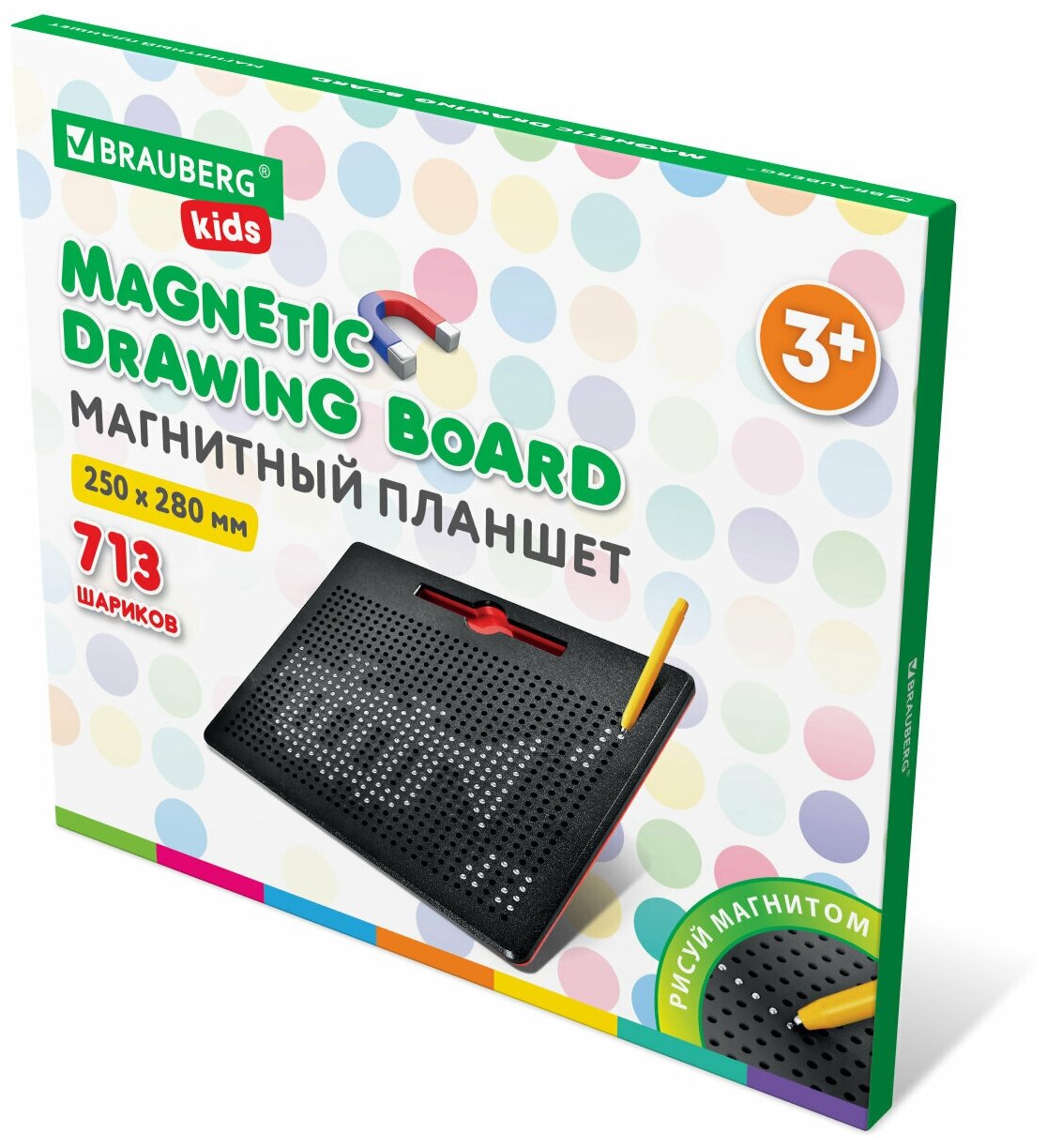 Магнитный планшет доска MAGPAD MAX для рисования 25х28см, 713 шариков, BRAUBERG KIDS, 664922