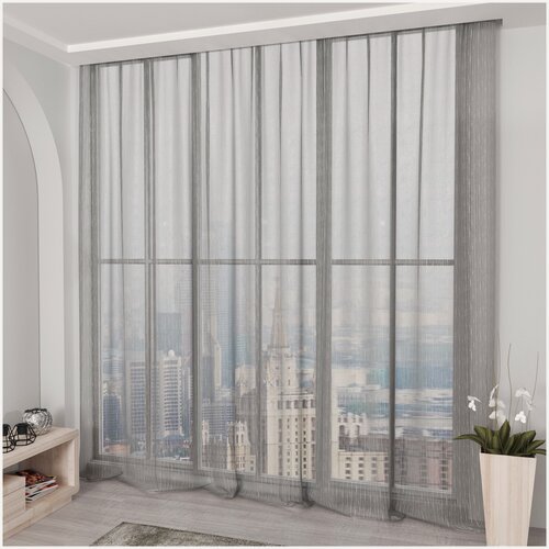 Изображение товара Тюль Дождик высота 270 см, ширина 300 см, цвет серый, на шторной ленте