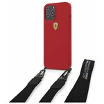 Чехол CG Mobile Ferrari On-Track Liquid silicone Strap & metal logo Hard для iPhone 12 Pro Max, цвет Красный (FESTRAHCP12LRE) - изображение