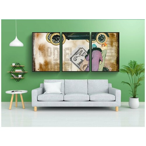 фото Набор модулных постеров для интерьера "старый, машина, винтаж" 60x90 см. в тубусе, без рамки lotsprints