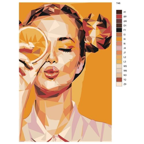 Картина по номерам Т 48 Девушка с апельсином, 50x70 см