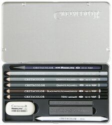 Чернографитовые карандаши CretacoloR Базовый набор для рисования ARTINO GRAPHITE в металлической коробке