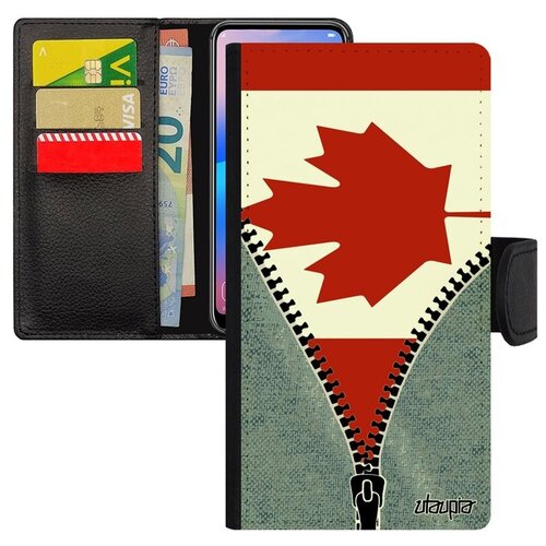 фото Чехол-книжка для смарфона // xiaomi mi 8 // "флаг канады на молнии" государственный страна, utaupia, серый