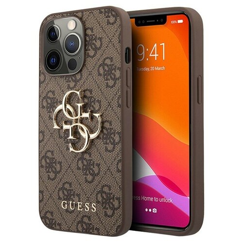 Чехол Guess 4G Big metal logo Hard для iPhone 13 Pro Max коричневый