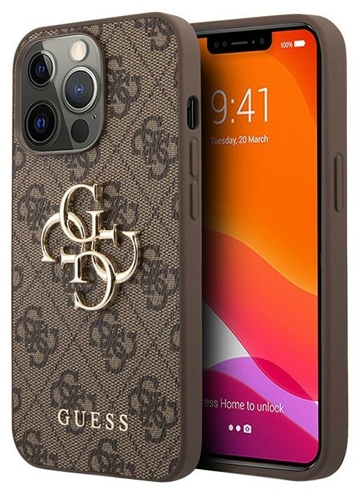 Чехол Guess 4G Big metal logo Hard для iPhone 13 Pro Max, коричневый