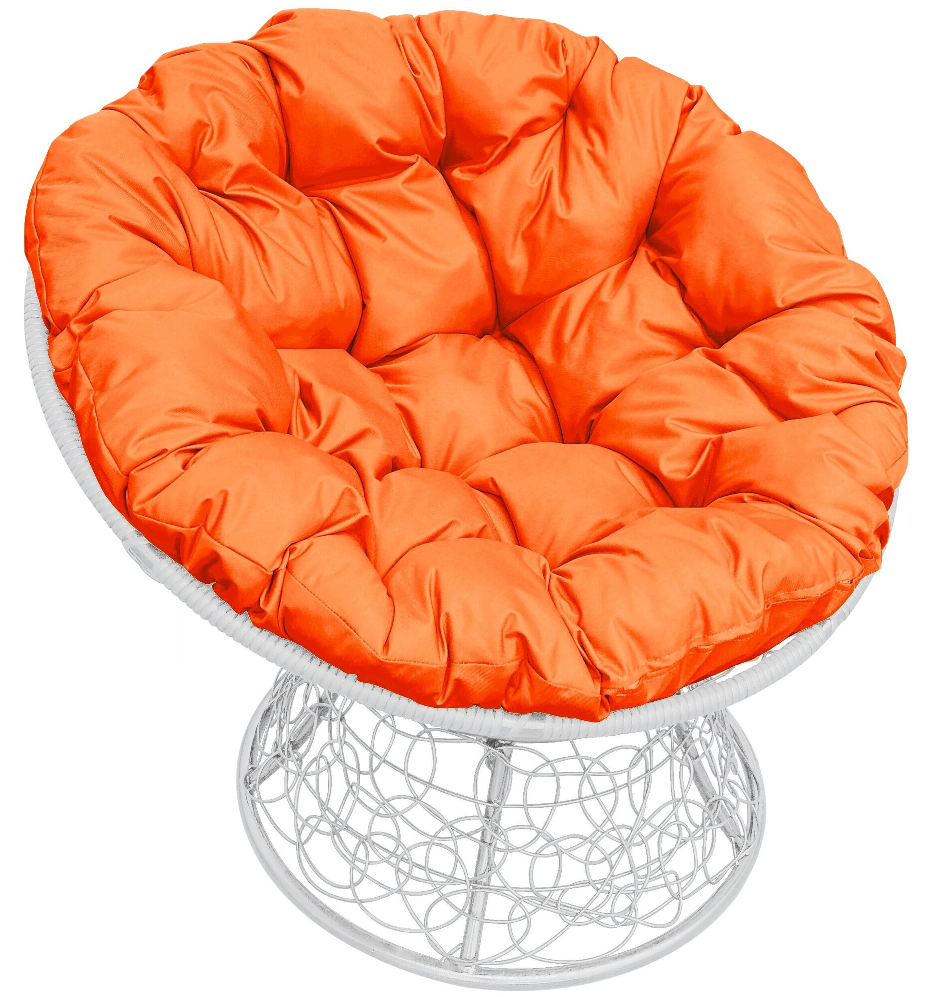 Садовое кресло «Папасан» ротанг белое/оранжевая