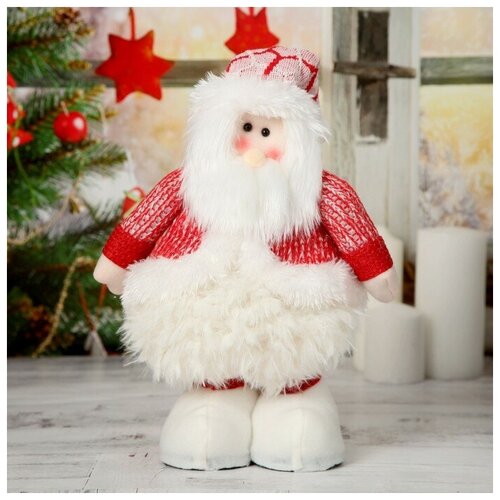 Мягкая игрушка Дед Мороз в пышной шубе 19*55 см (в сложенном виде 37 см)
