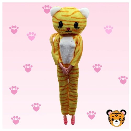 Кукла в плюшевом костюме с зайчика/кигуруми/игровой набор/кукла в пижаме//с аксессуарами/для девочки