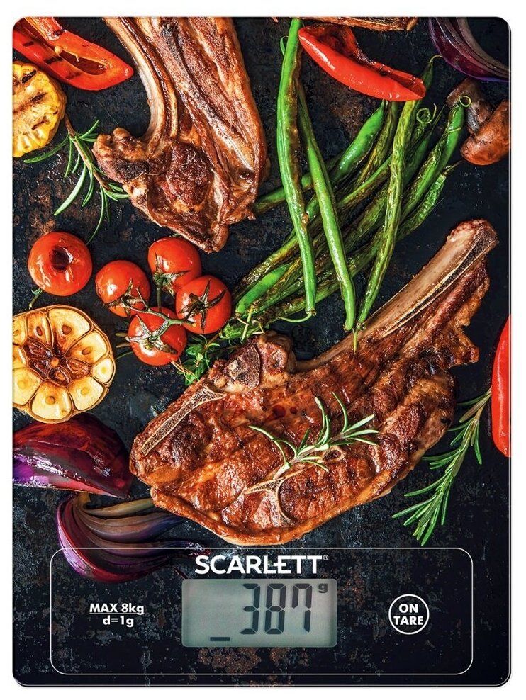 SCARLETT Кухонные весы Scarlett SC-KS57P39, черный/коричневый/красный
